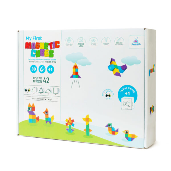 لعبة مكعبات، مثلثات وعيون مغناطيسية | 42 قطعة – من عمر سنة