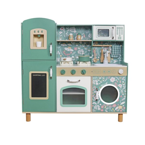 מטבח אלון מעץ לילדים בצבע ירוק
