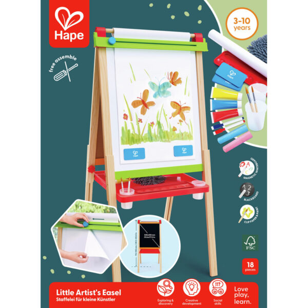 Hape All in One Wooden Kid's Art Easel with Paper Roll and Accessories